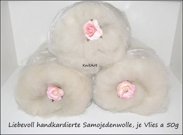 Edelfaser Samojedenwolle, Wolle Spinnen, Samojede weiss